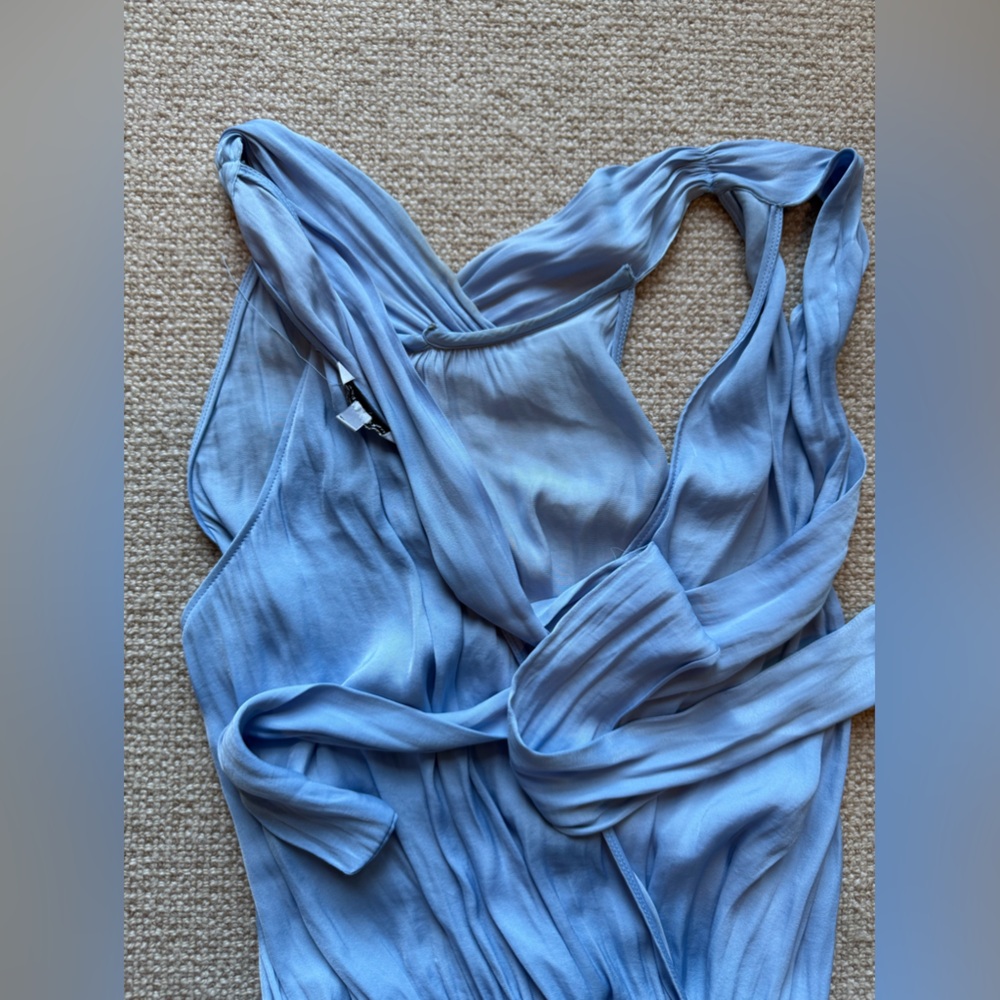 Naked Zebra Women Aqua Light Blue Grecian Backless Sleeveless Romper Size Medium - Picture 7 of 7